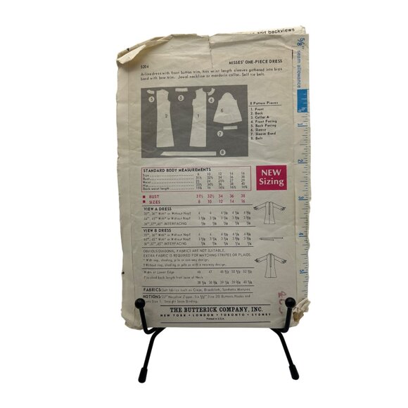 Vintage 1960s Misses One-Piece Shirtdress Sewing Pattern Size 12 Butterick Vtg - Picture 2 of 2